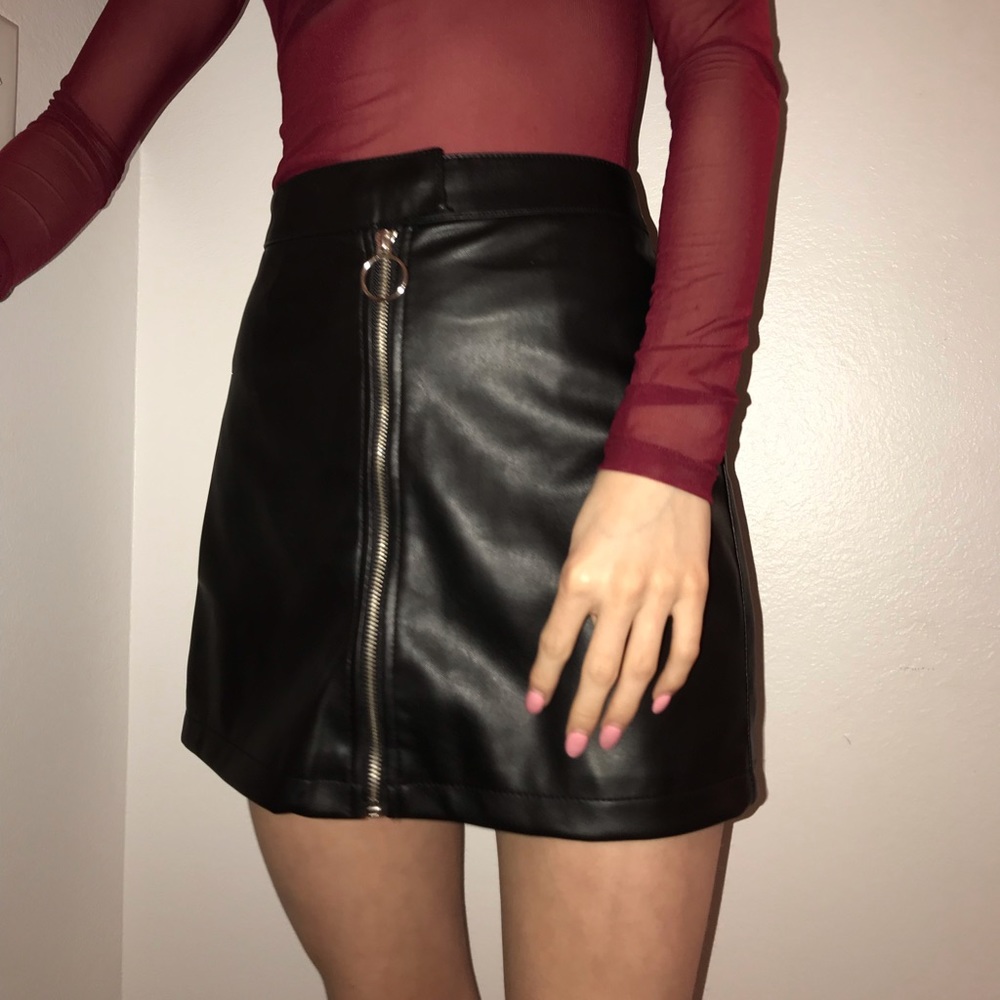 Black leather skirt